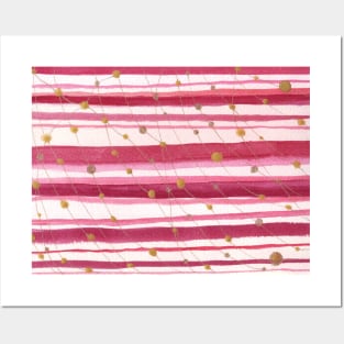 Golden lights on the striped wall Abstract watercolor Posters and Art